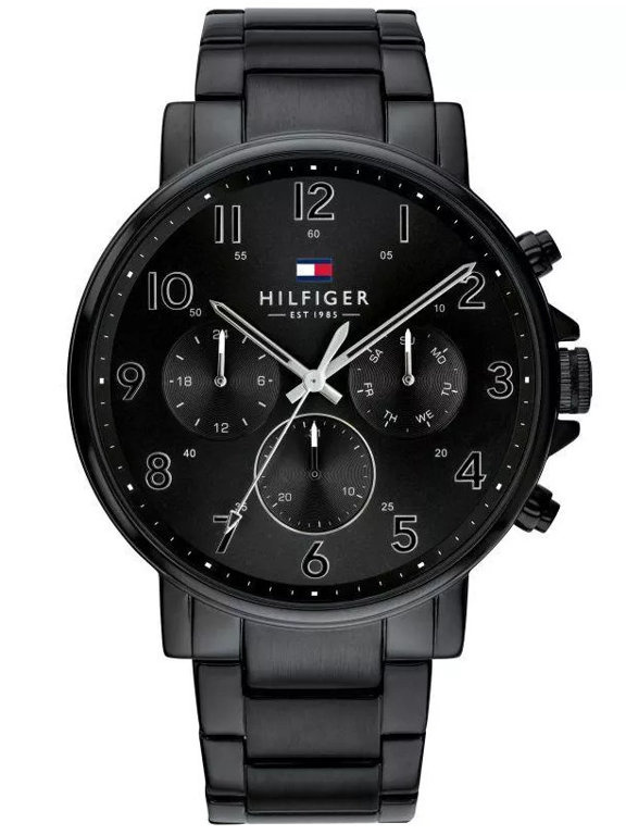 Zegarek Męski Tommy Hilfiger 1710383 Czarny Datownik 50M Box Dla Chłopaka