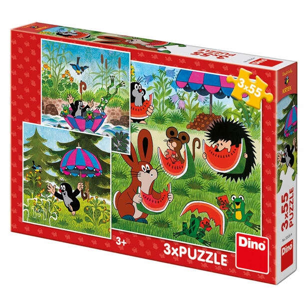 Dino Puzzle Krecik i parapluszka 3x55 elementów