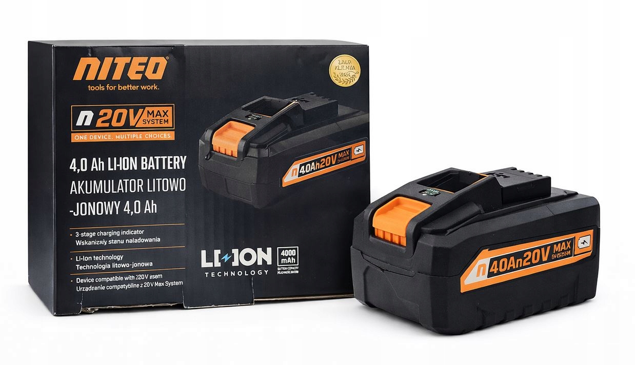 Akumulator Niteo 20 V 4 Ah Litowo-Jonowy Duża pojemność
