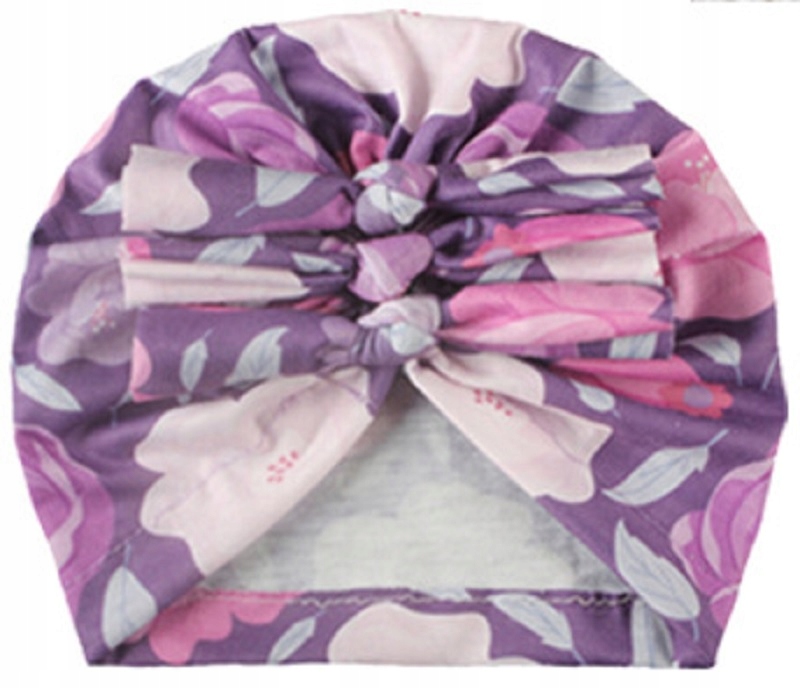 

Czapka Dziecięca Turban Kokarda kwiaty 40-48CM