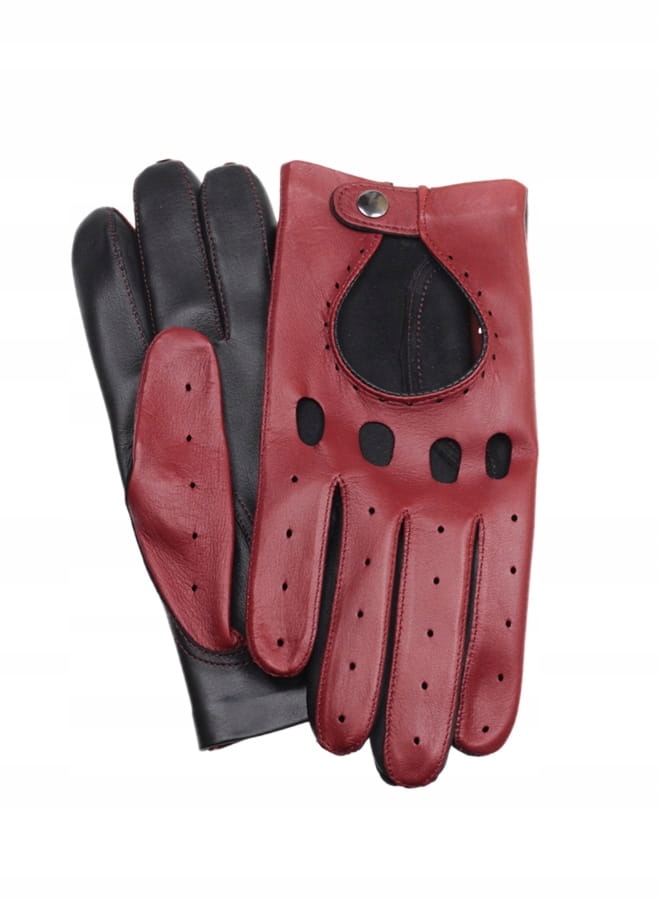 

Skórzane rękawiczki do jazdy samochodem czerwone