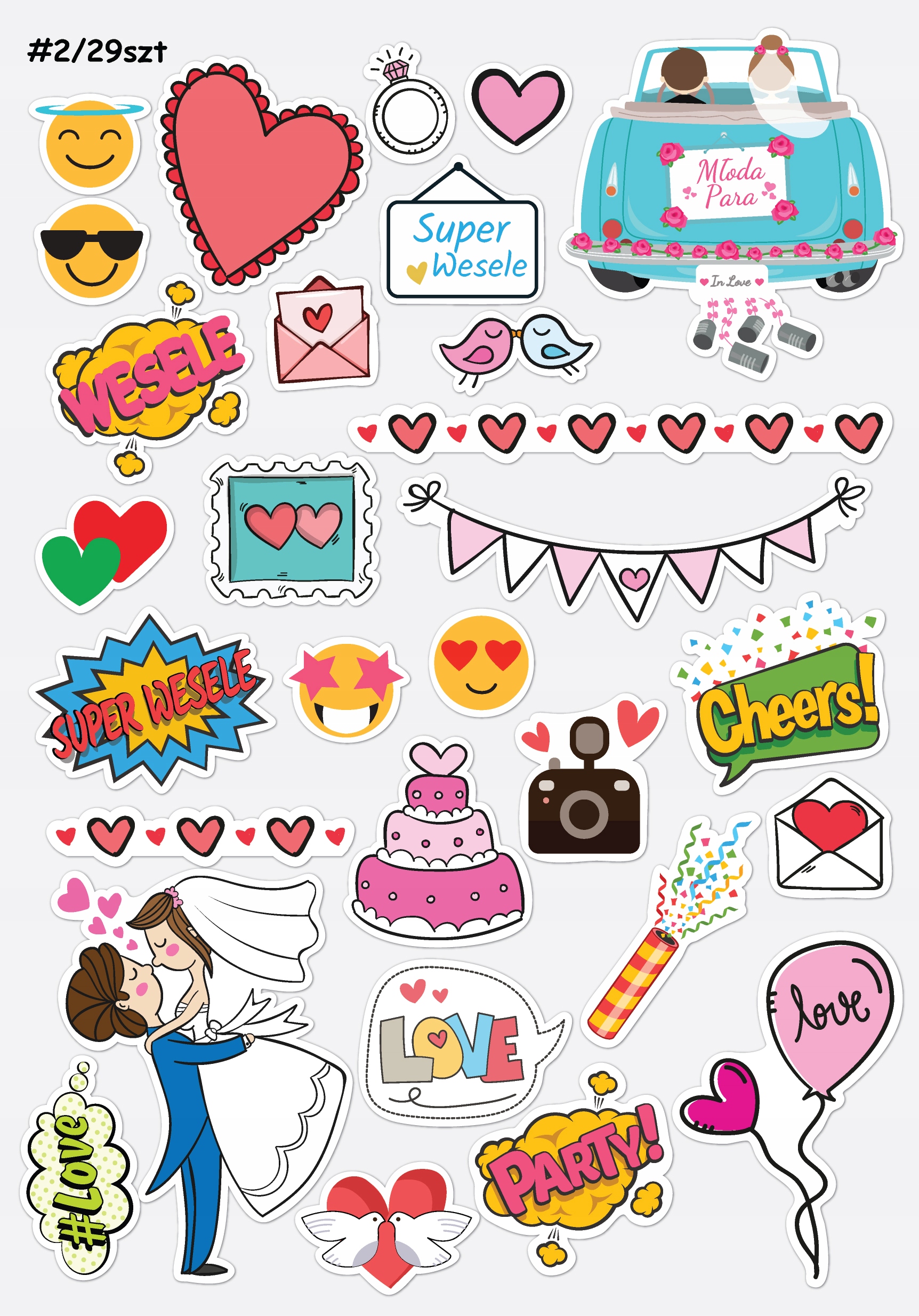 NAKLEJKI SAMOPRZYLEPNE KSIĘGA GOŚCI ZESTAW 310 SZT / ( 10 akruszy naklejek) Rodzaj inny