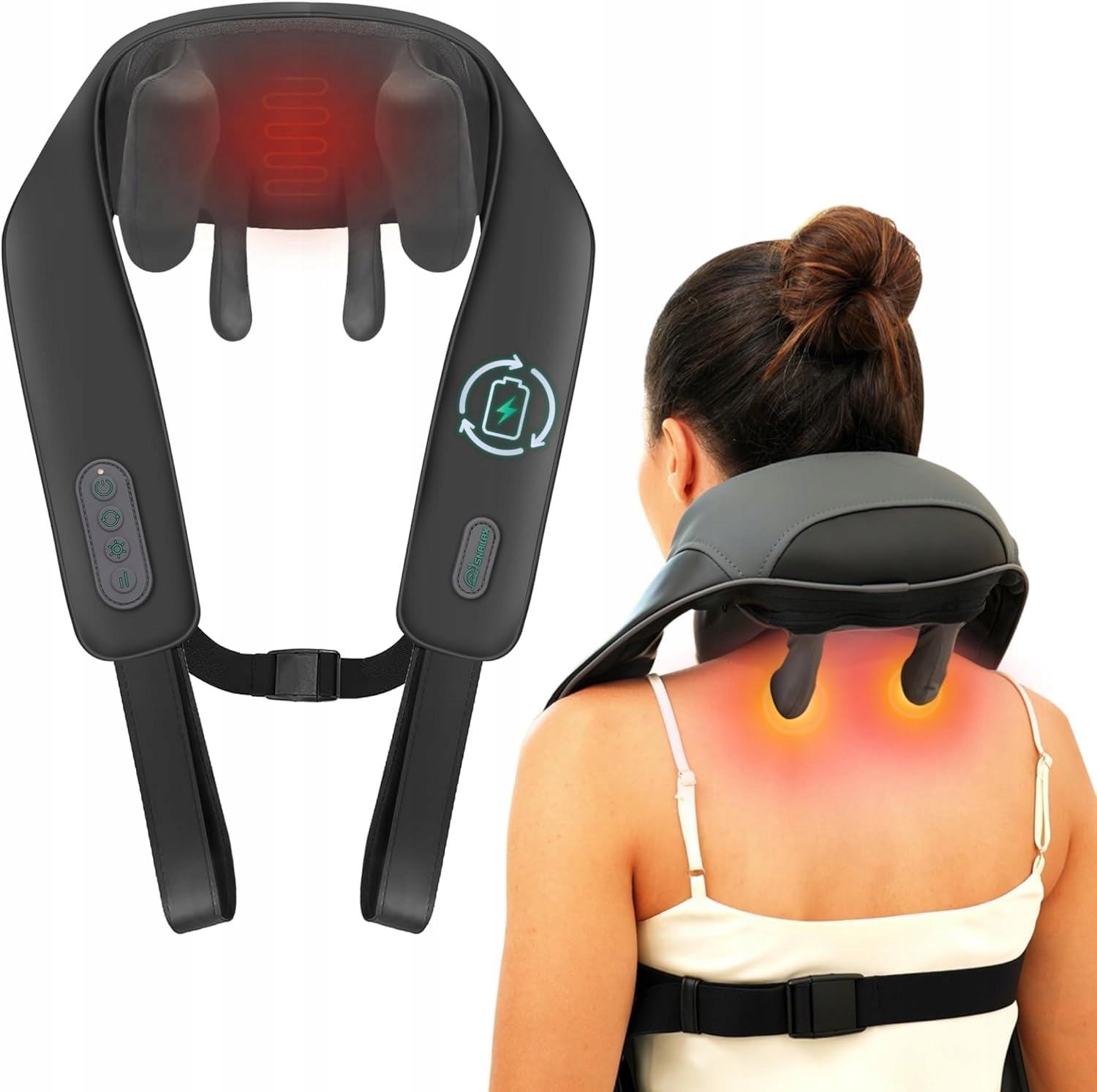 SNAILAX Masażer Shiatsu Do Szyi Pleców Z Funkcją Podgrzewania Elektryczny — miniatura 9