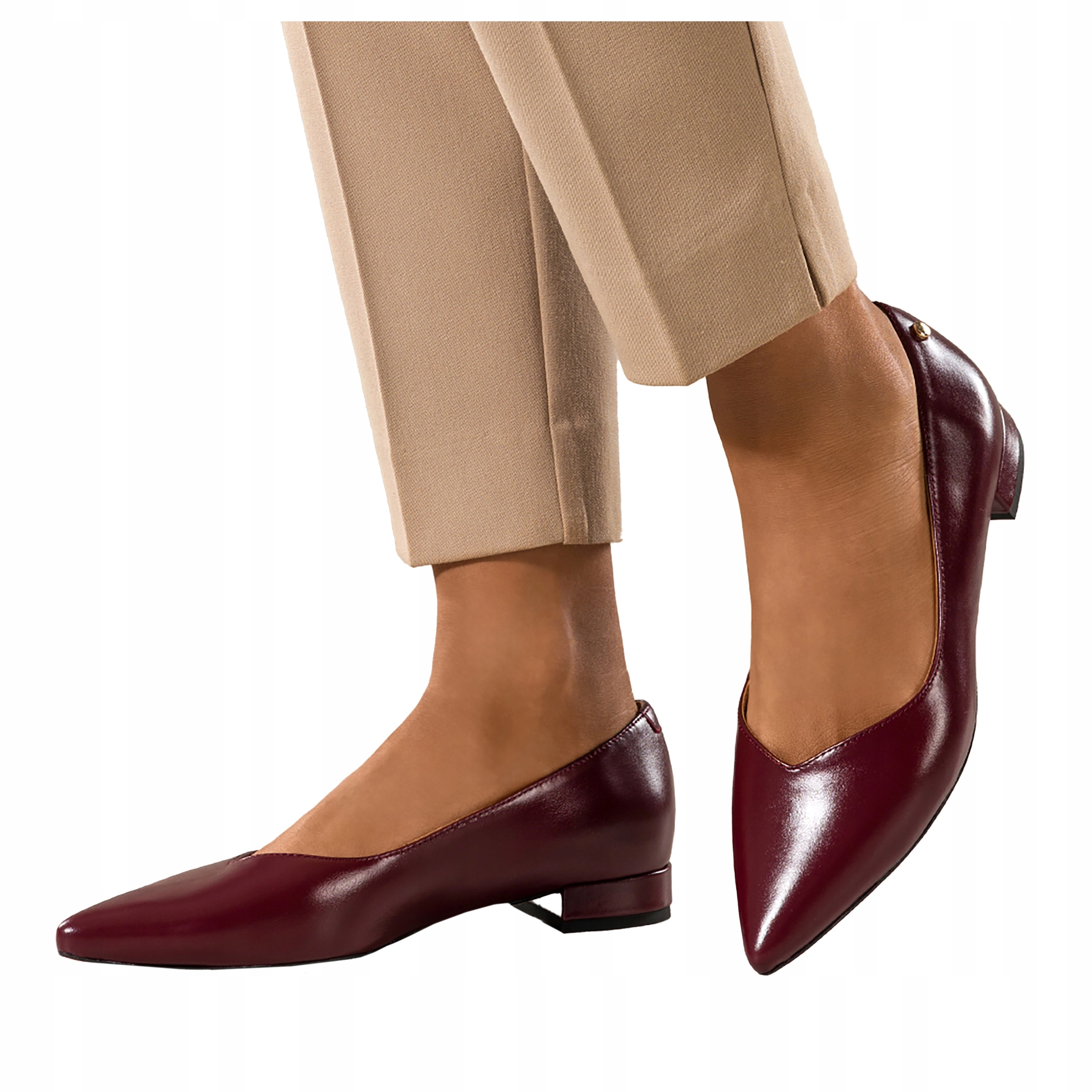 Bordové Kožené Baleríny Dámské Pohodlné Nízký Podpatek Elegantní Módní velikost 41