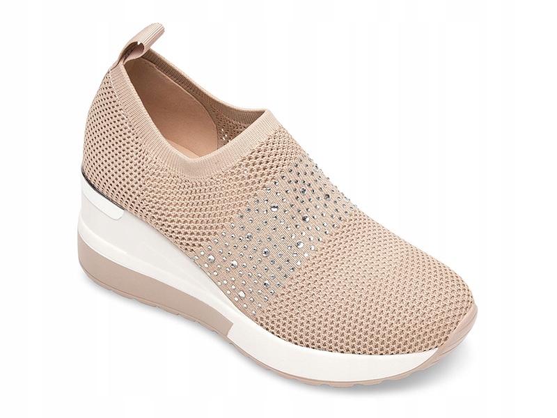 

Buty na koturnie 7 cm z cyrkoniami Beżowe 39