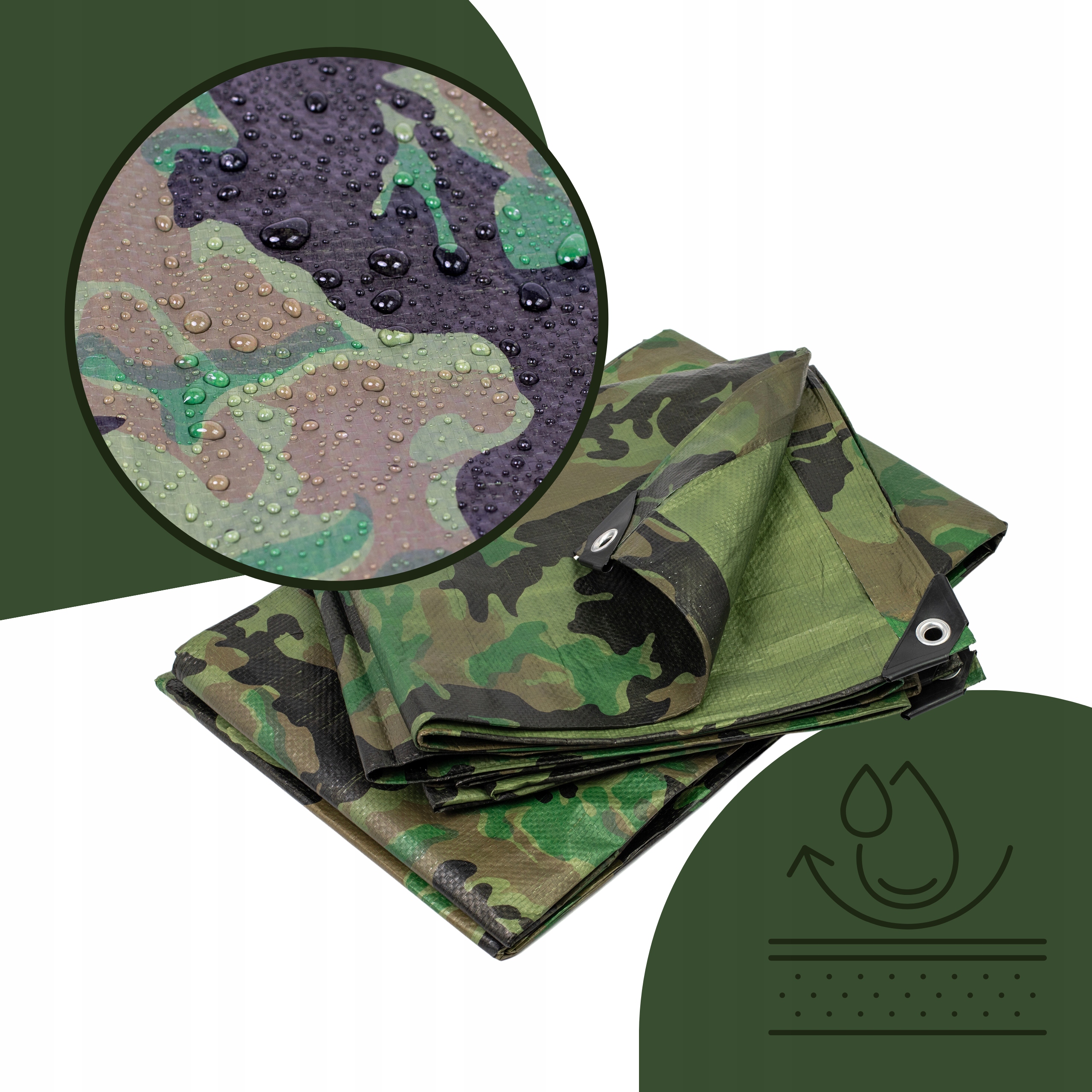 PLANDEKA MORO 3X4m WZMACNIANA KAMUFLAŻOWA TARP PŁACHTA MASKUJĄCA Model R9910