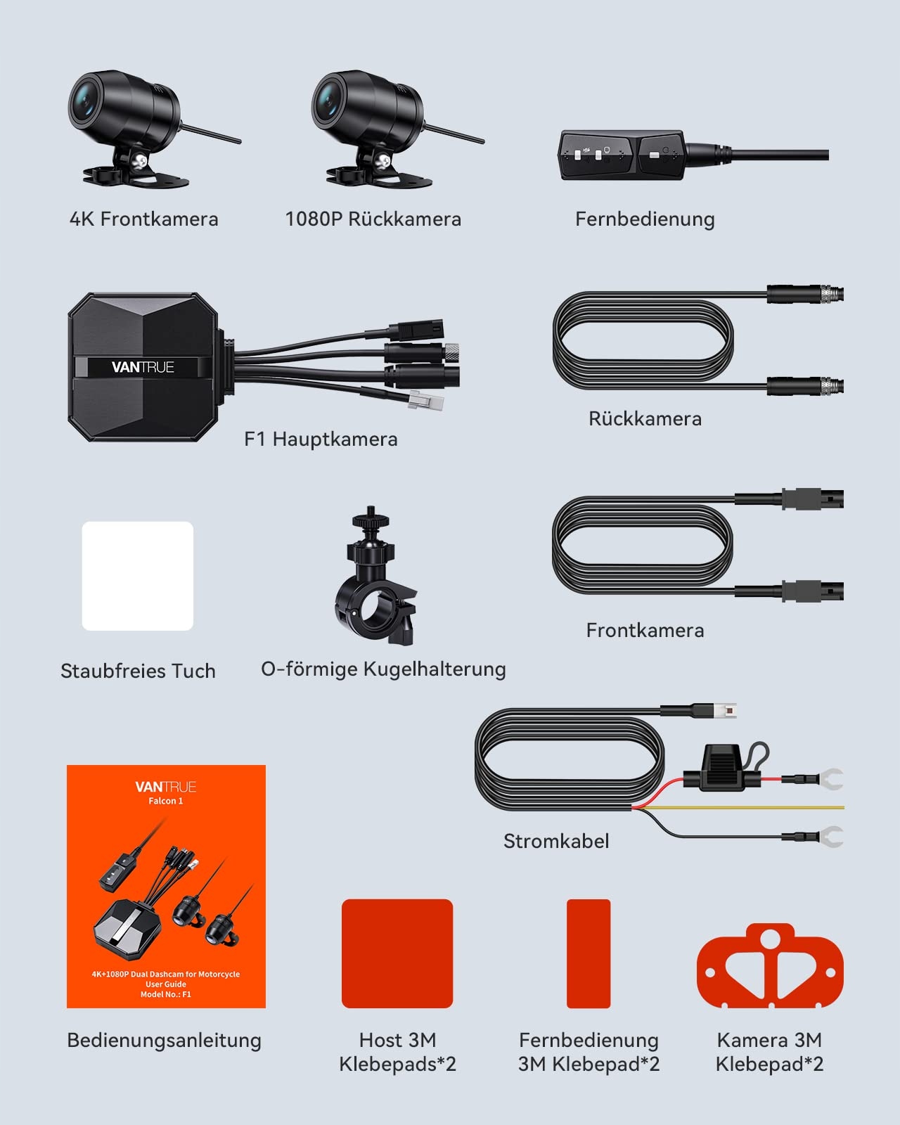 VANTRUE F1 Kamera Motocyklowa 4K 1080P WiFi GPS Wodoodporna Nocna Wizja — miniatura 9