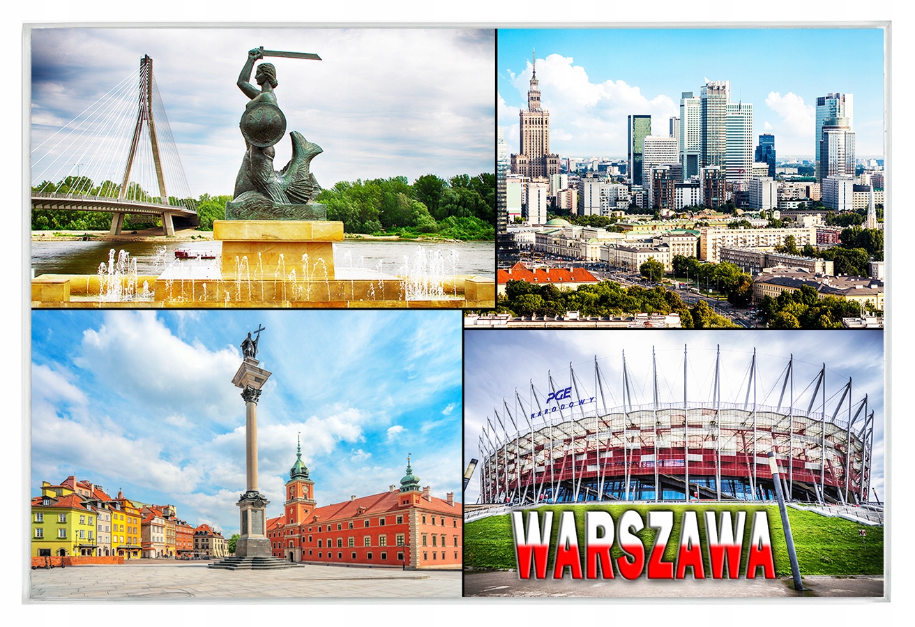 

Magnes na lodówkę szklany miasta - Warszawa