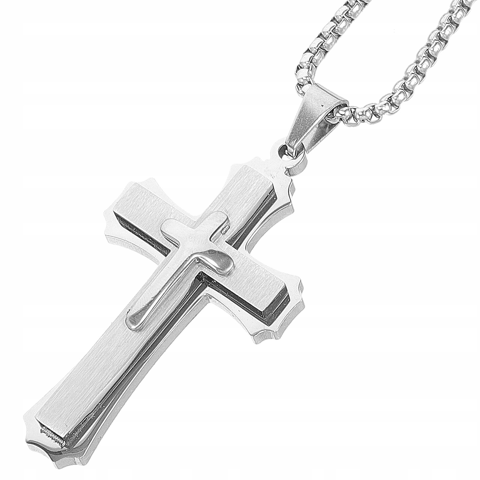 WISZĄCA OZDOBA DO SAMOCHODU KRZYŻYK METALOWY SREBRNY