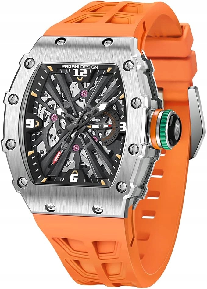 Pánské Hodinky Pagani Oranžové Křemenné Sklo Safírové Analogové 1738