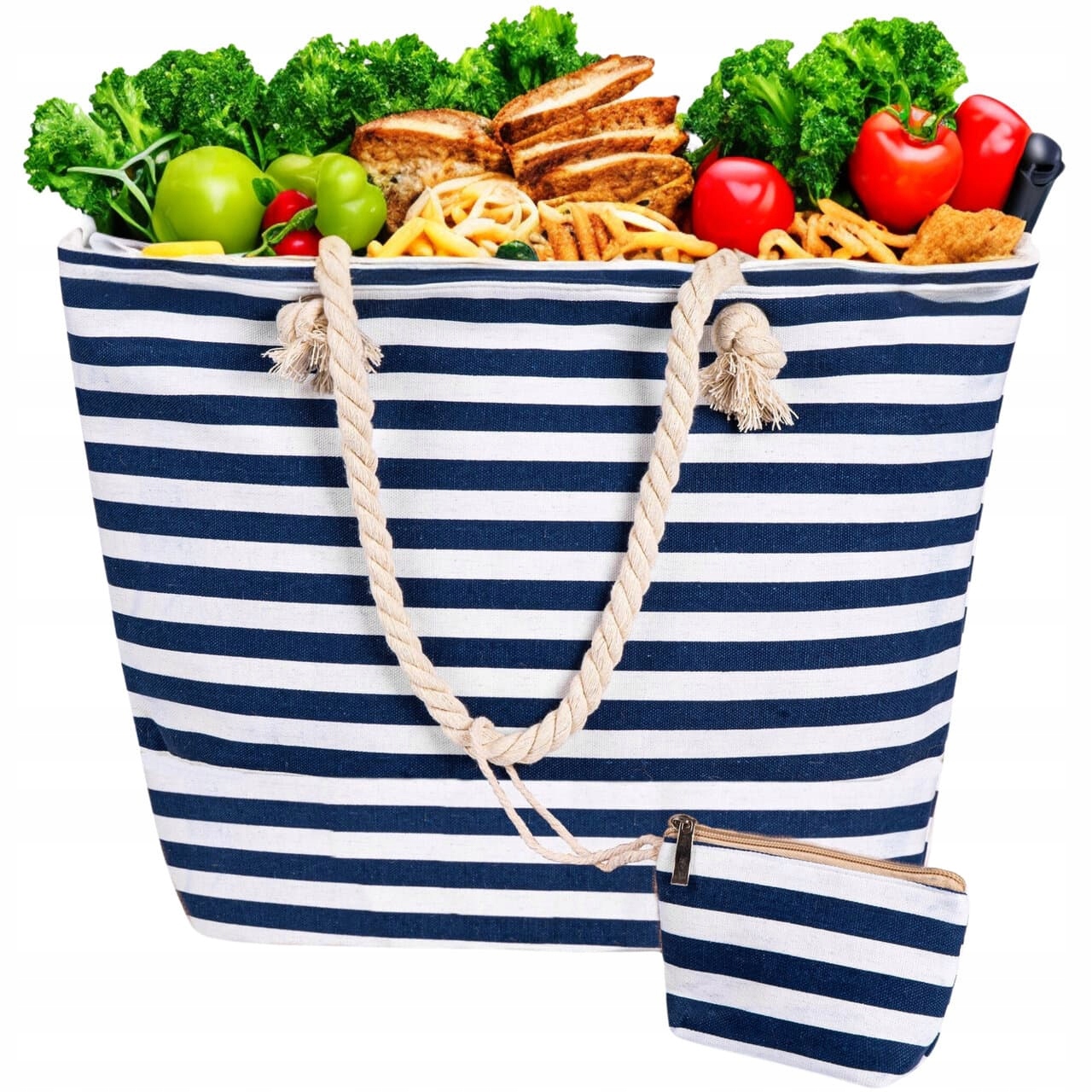 Torba Plażowa Duża Zapinana Na Zamek Torebka Shopper Na Piknik Miejska