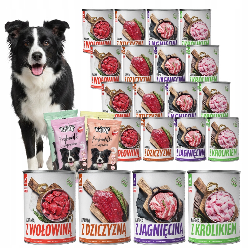 Krmivo Pro Psa Vlhké Krmivo MIX Chutí Plechovka 20x400g Dárek Tuf-tuf