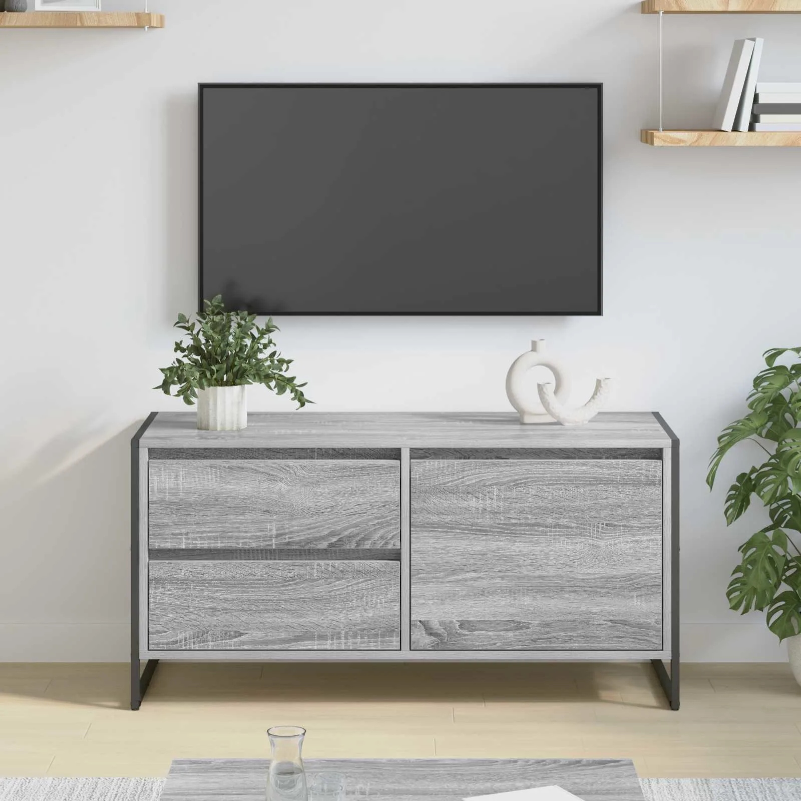 vidaXL Szafka pod telewizor z szufladą Szary Sonoma 100 x 36 x 49.5 cm