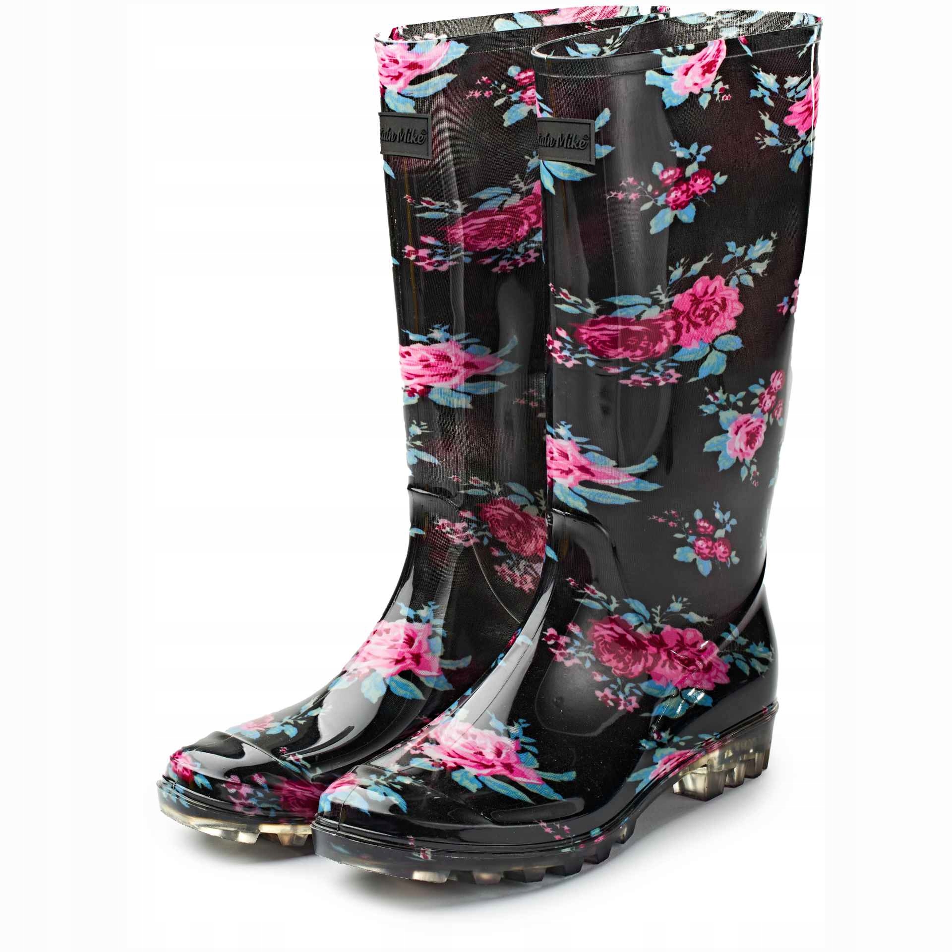 

Kalosze Damskie lakierowane wysokie w kwiaty r. 39