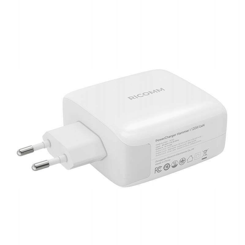 RICOMM ŁADOWARKA SIECIOWA USB ZASILACZ USB-A 2X USB-C GAN 120W KABEL USB-C Stan opakowania oryginalne