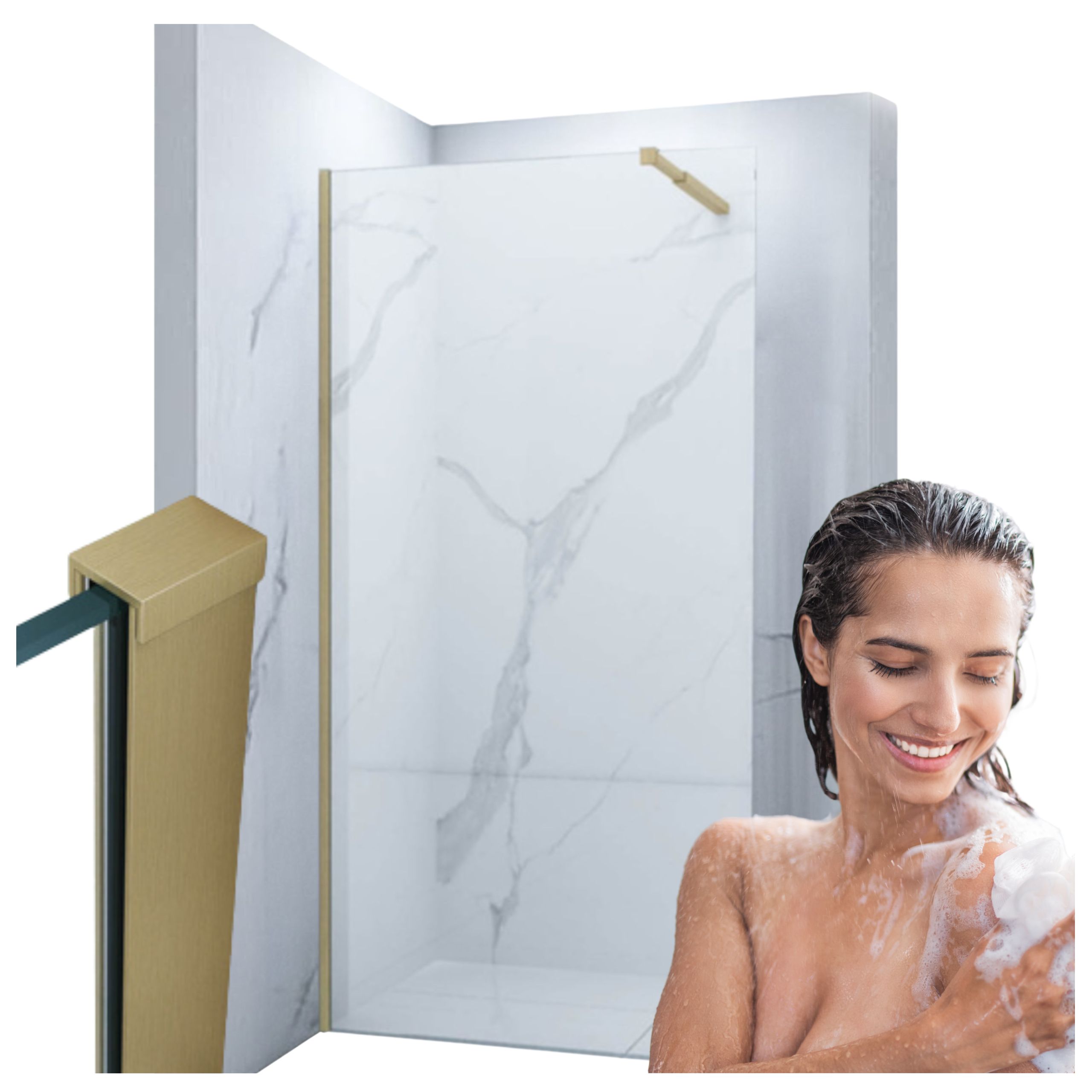 Sprchová Stěna Walk-in 70x200 Transparent Zlatá