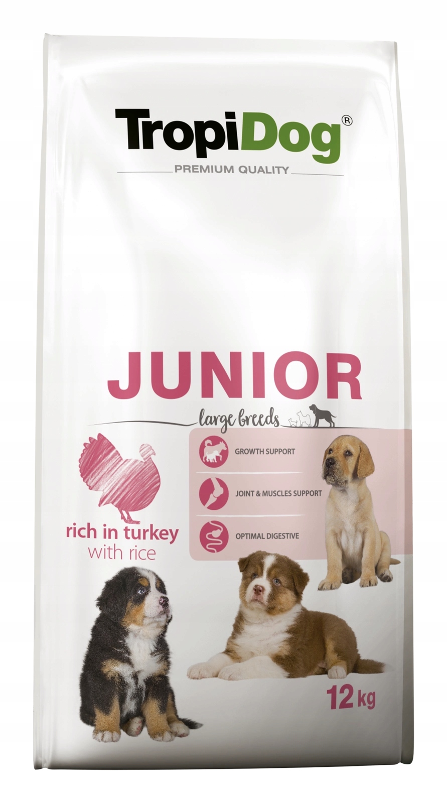 Levně Tropidog Premium Junior Krůta s rýží 12 kg