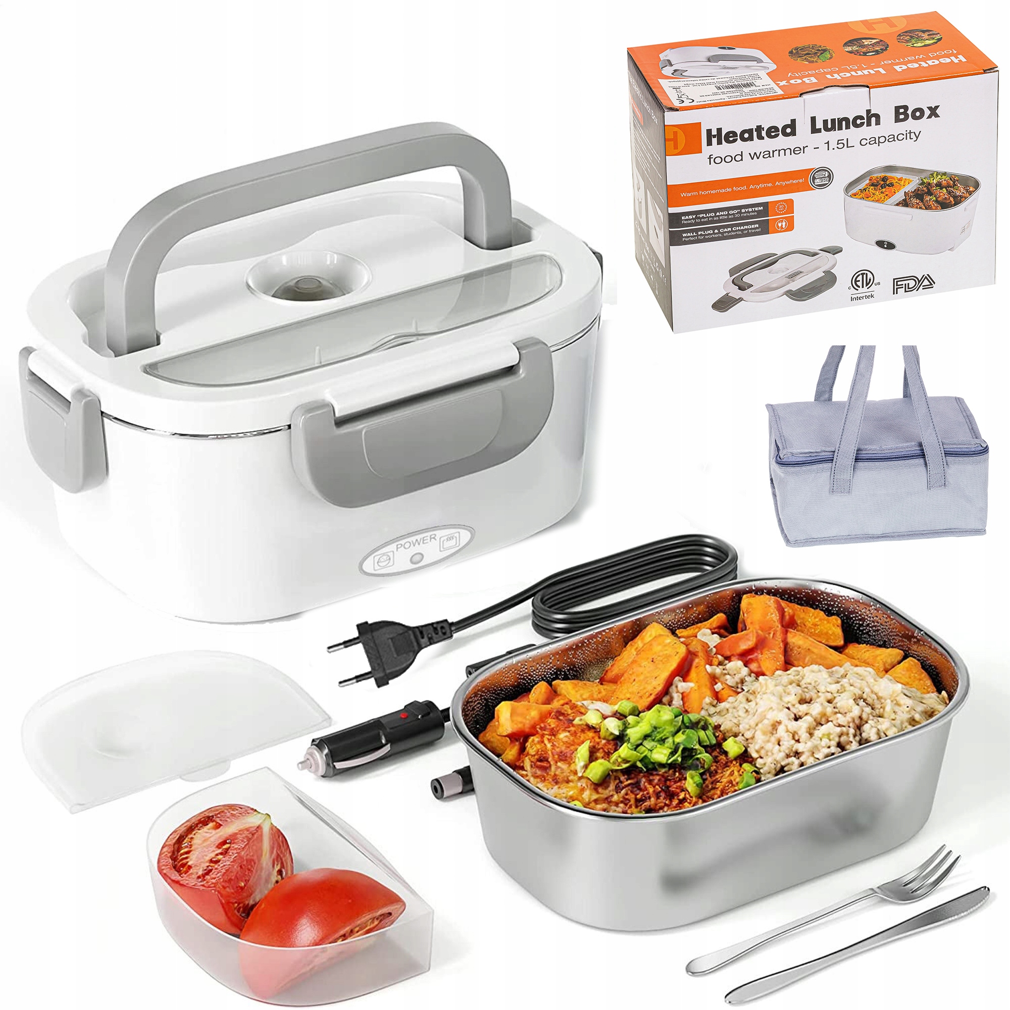 ELEKTRYCZNY LUNCH BOX TERMOS OBIADOWY PODGRZEWACZ JEDZENIA DO AUTA