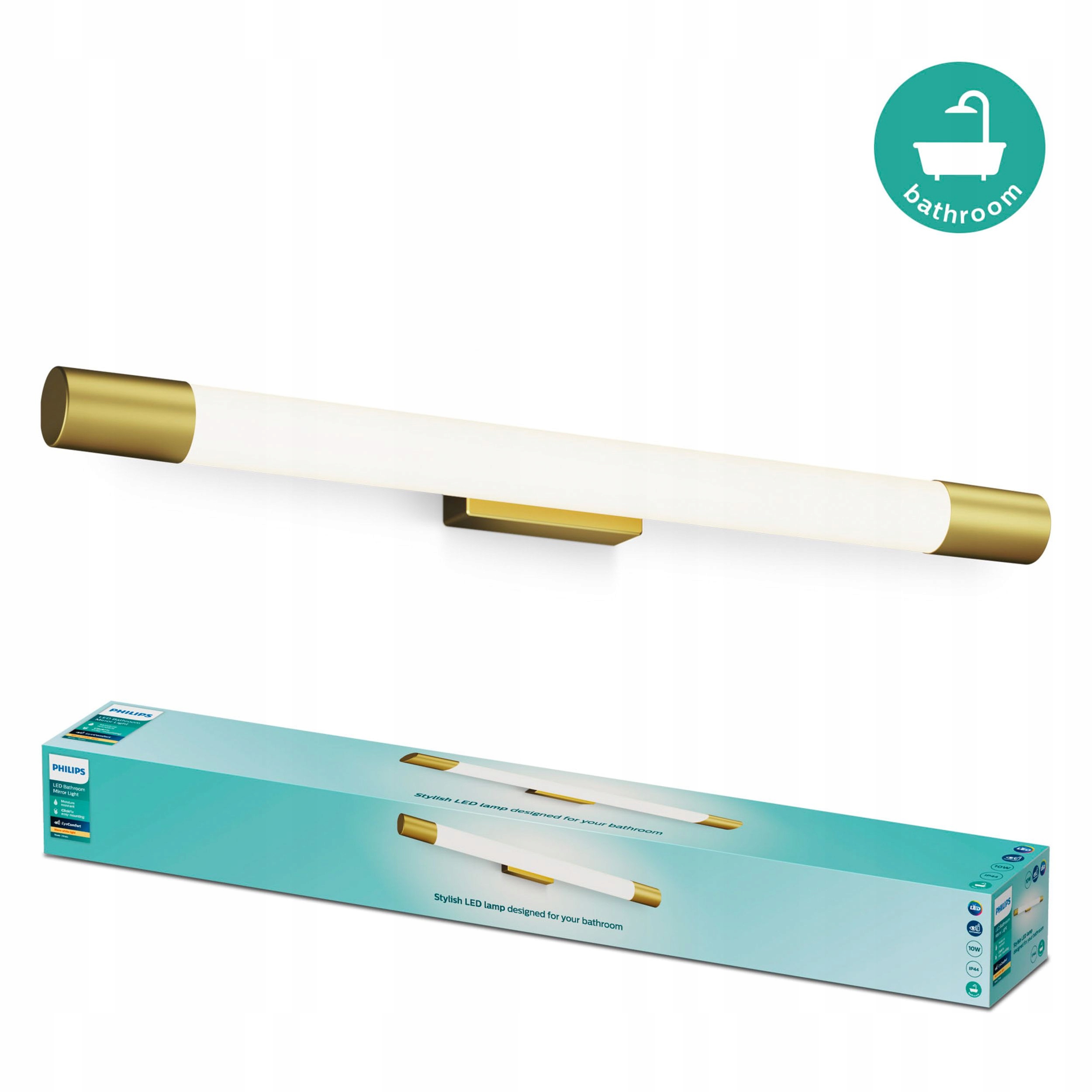 Lampa nad Lustro Led 10W 1500lm 2700K 60cm IP44 Miedziany Rover Philips