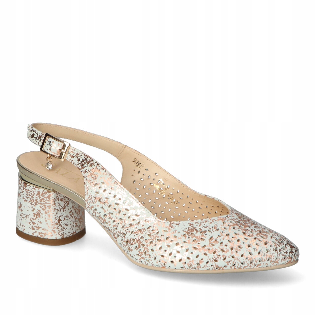 Dámské sandály Sala zlaté/bílé semišové 39