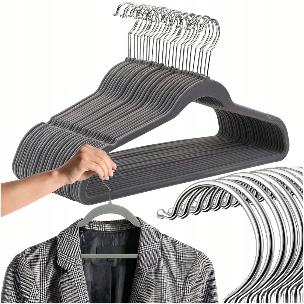 20x WIESZAKI NA UBRANIA WIESZAKI UBRANIOWE NA CIUCHY WELUROWE KOMPLET SZAFY Stan opakowania oryginalne