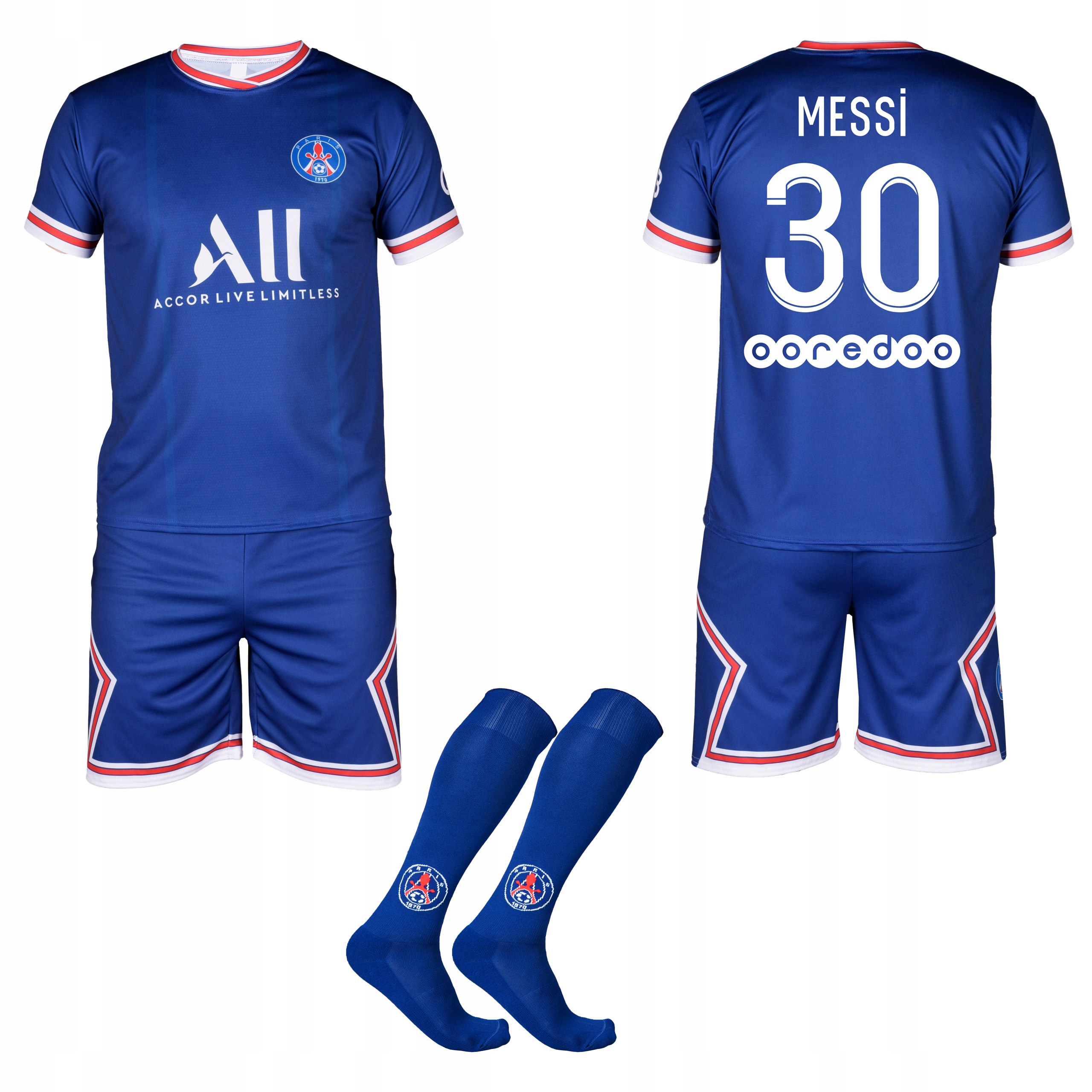 

Strój piłkarski z getrami - Messi Psg - 128 cm