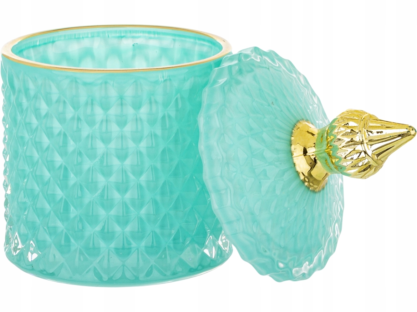 SZKLANY Pojemnik 14 x 8,5 cm NA WACIKI PŁATKI KOSMETYCZNE - Miętowy Stan opakowania oryginalne