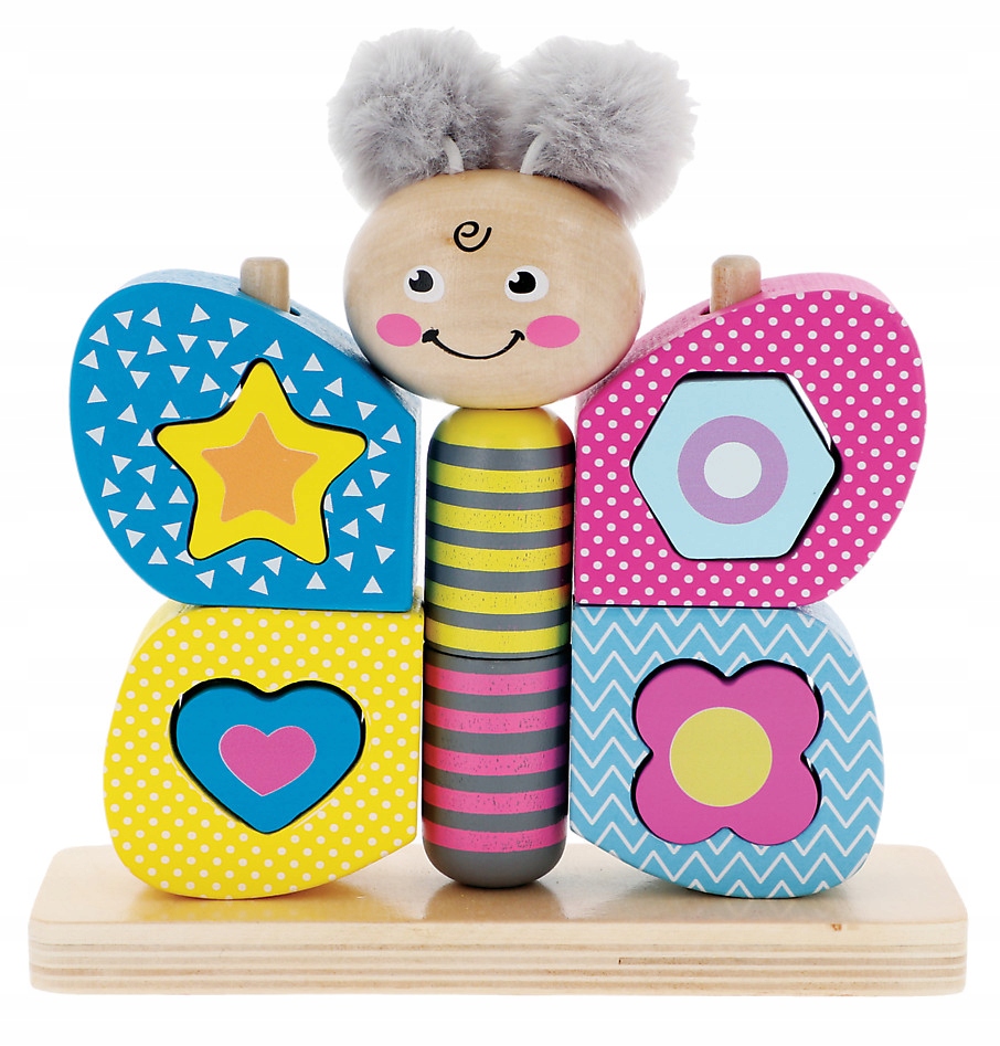 

Motylek Pupilek drewniana zabawka sorter edukacyjn