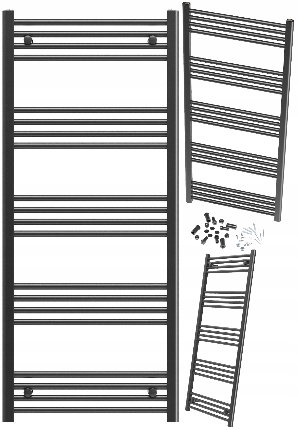 Kúpeľňový Ohrievač Čierny Breno Rebríkový 60x140 cm Moderný Kalorifer