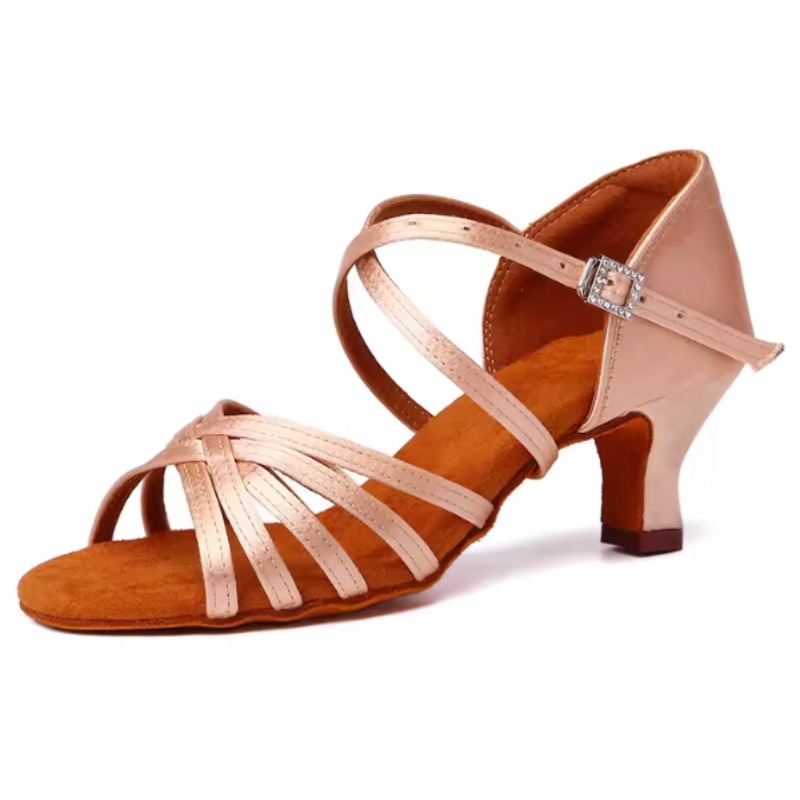 Buty taneczne damskie satynowe różowe obcas 6 cm EU41