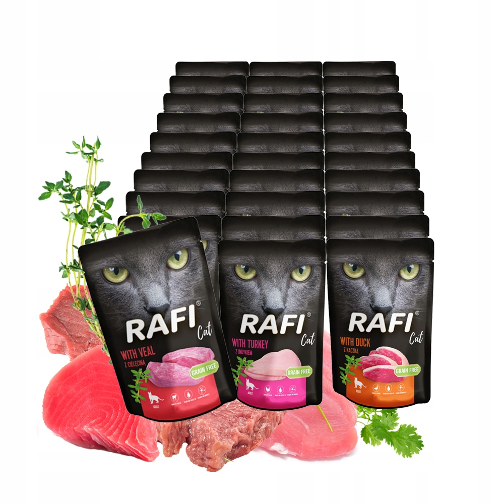 Rafi Cat paštika Kočka Mix chutí 30x100g Bez Ryb