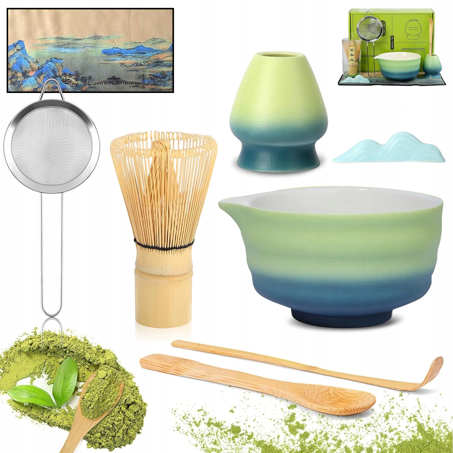 Levně Dárková Sada Pro Přípravu Čaje Matcha Tradiční Metodou 7 Kusů