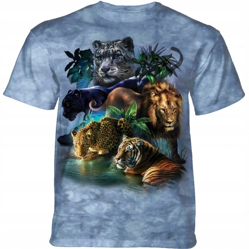 Pánské batikované triko The Mountain Big Cats Jungle modrá XXL