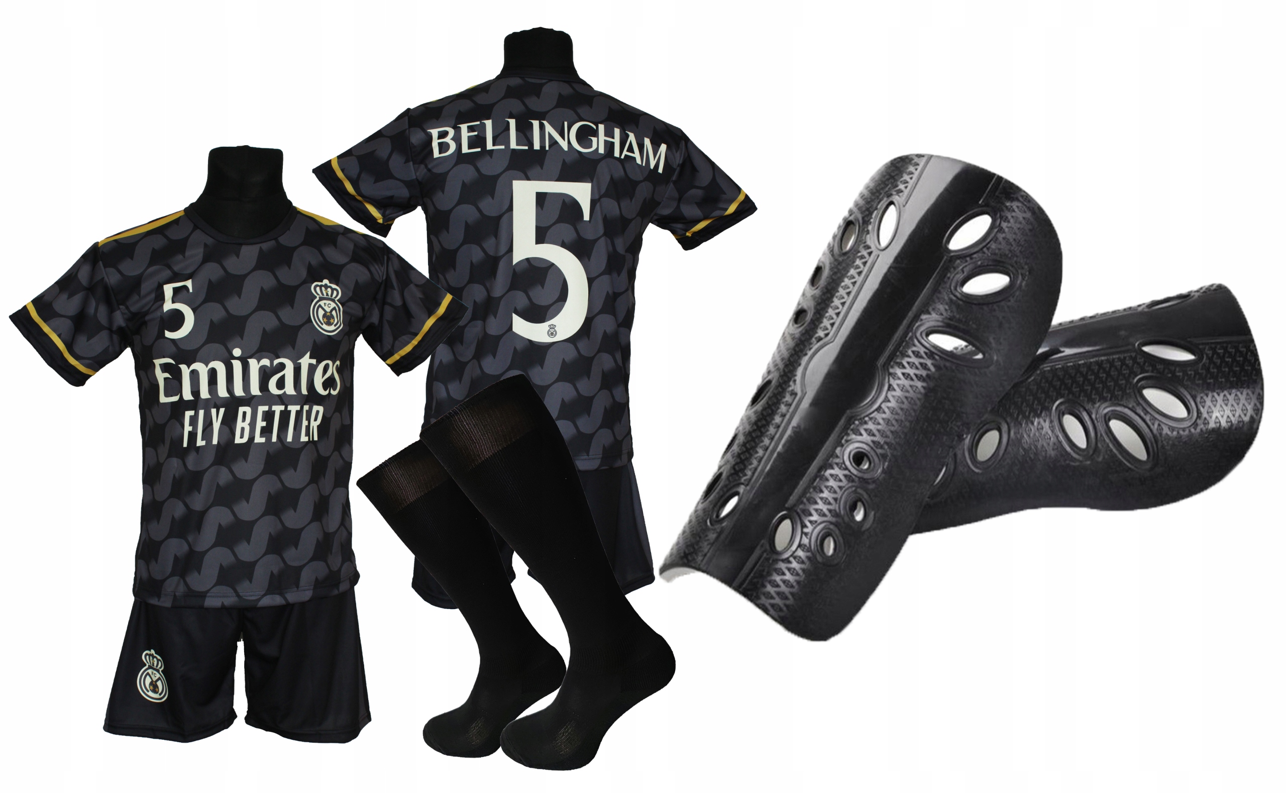 Sada fotbalového oblečení Bellingham černá pro mladé fanoušky velikost 152