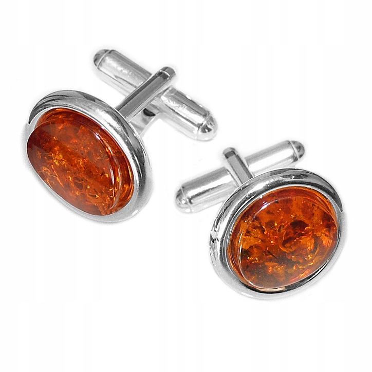 Stříbrné Manžetové Knoflíčky k obleku košile z baltský jantar Stříbro