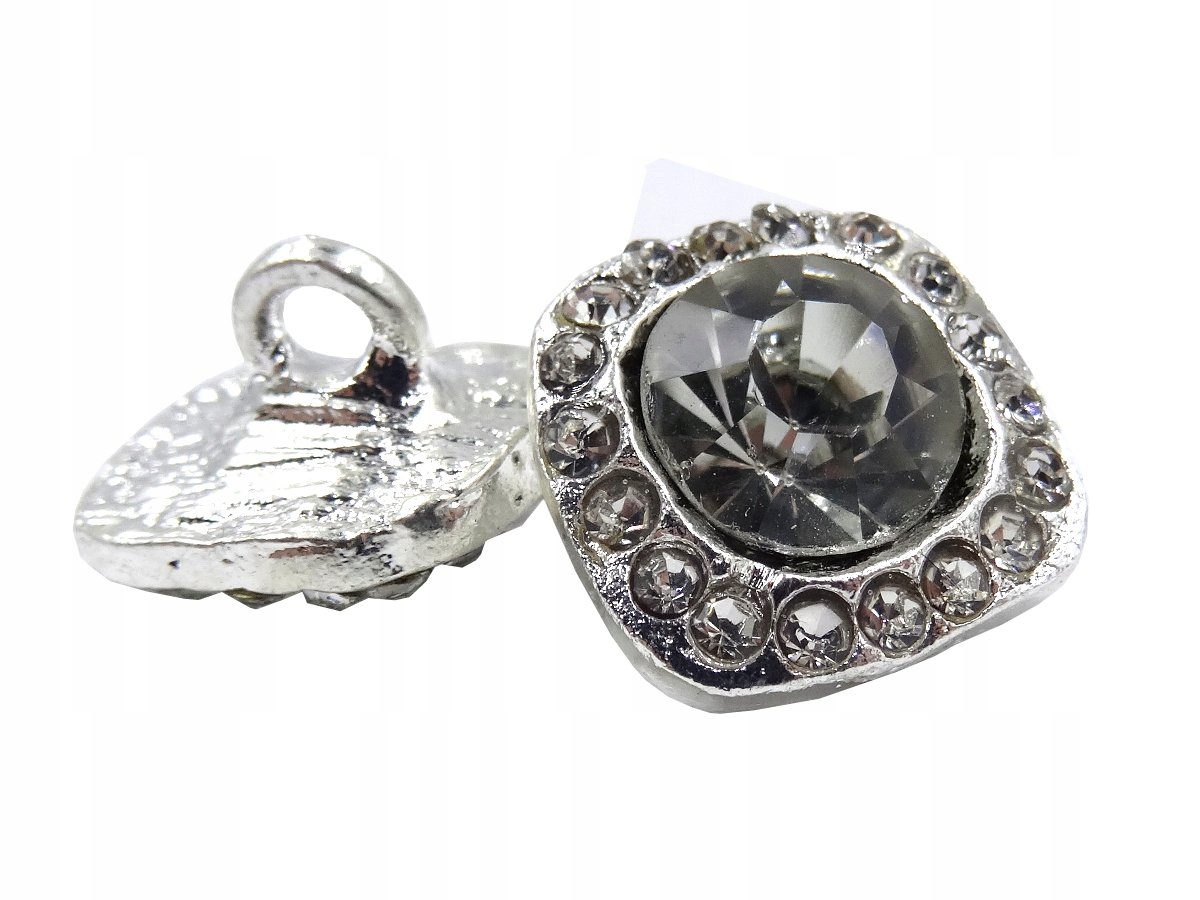 13mm Guziki ozdobne 1sztuka Srebrne cyrkonie Srebrne OZ17 0641