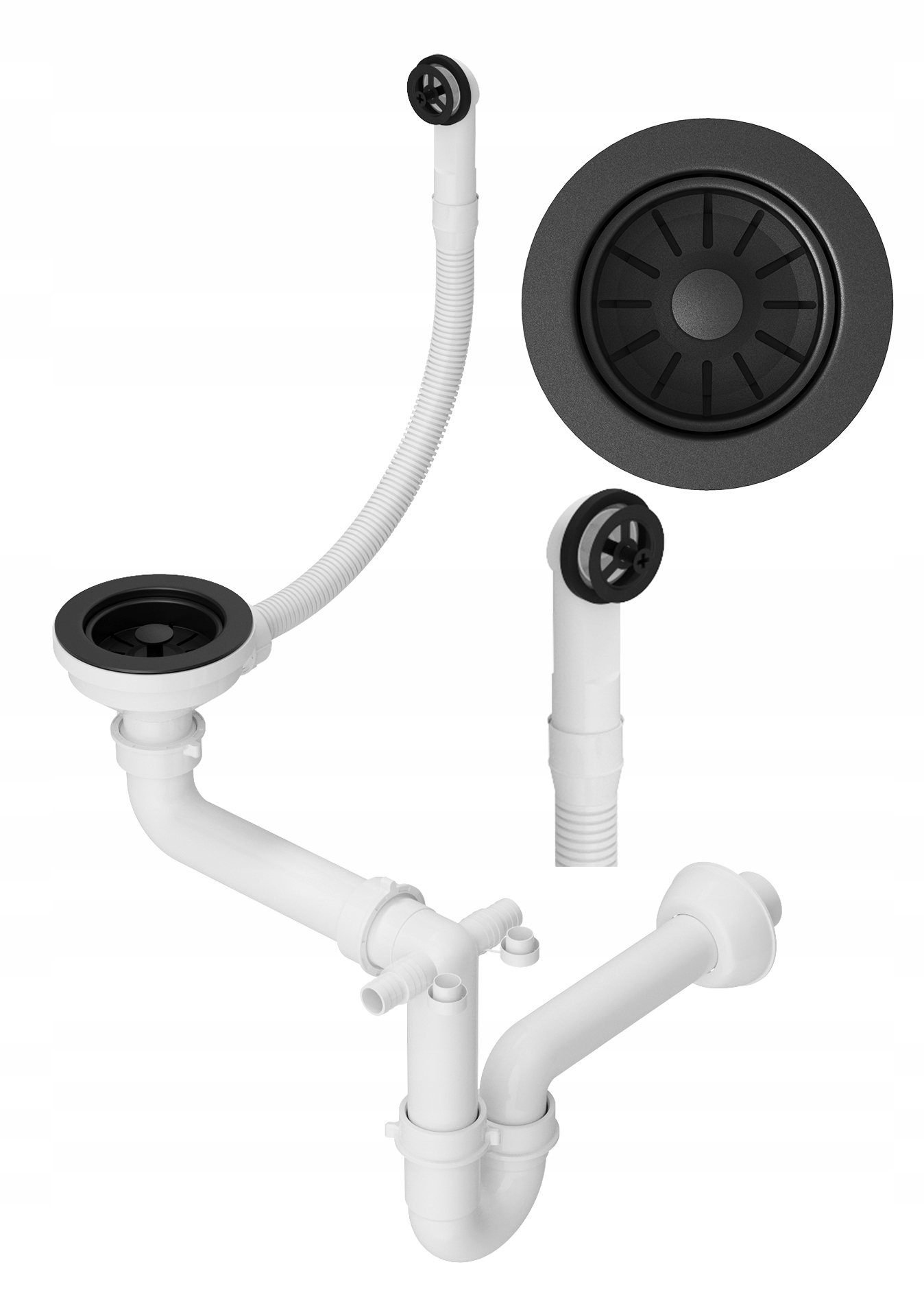 ZLEWOZMYWAK z ociekaczem JEDNOKOMOROWY granitowy + Bateria kuchenna FABRO Zawartość zestawu zlew + bateria