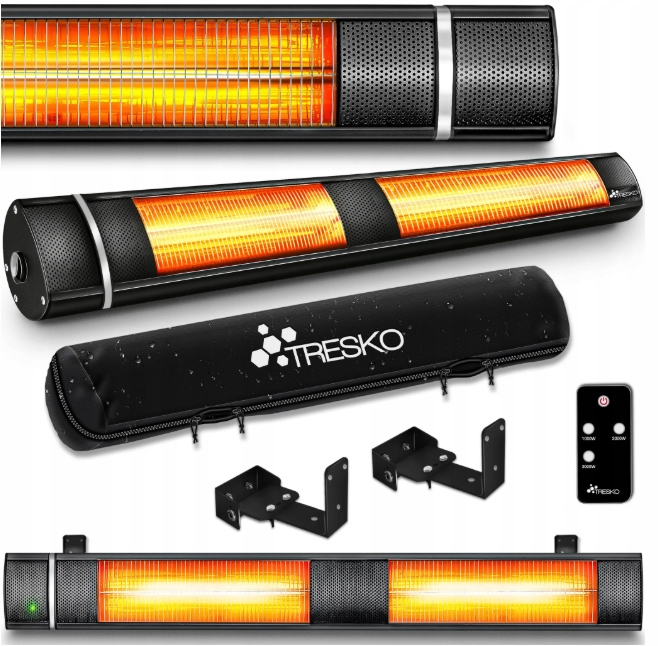 Žiarič čierny s elektrickým diaľkovým ovládaním s 3 stupňami tepla