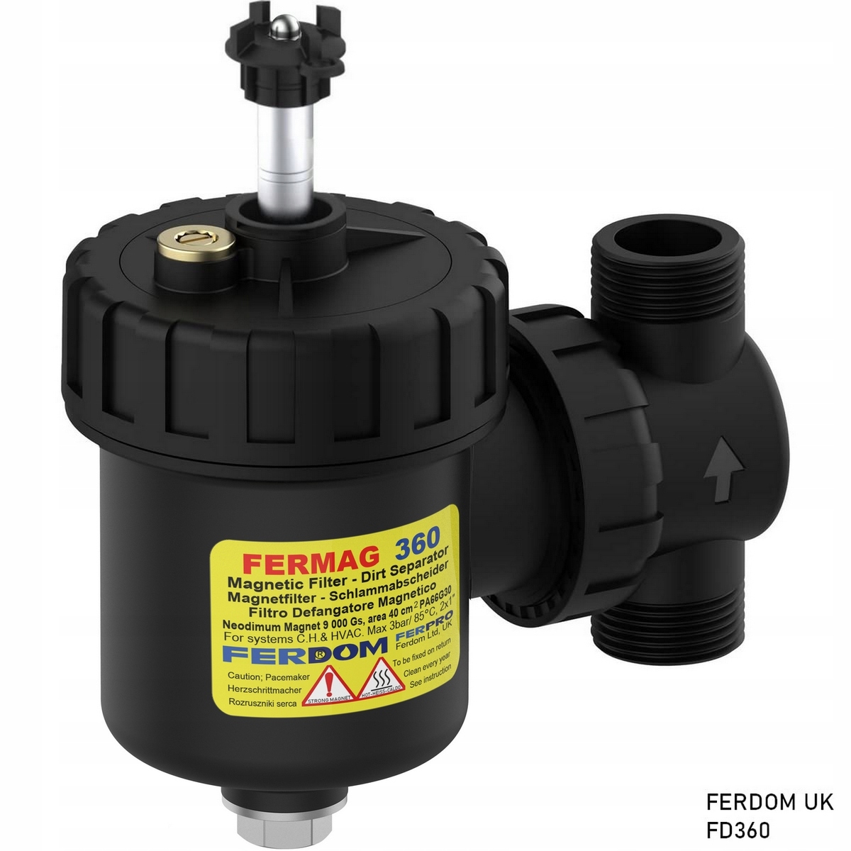 Ferdom Magnetický filtr Separátor pro C.o. Max.40 kW, Podl. 1" rotace 360 st