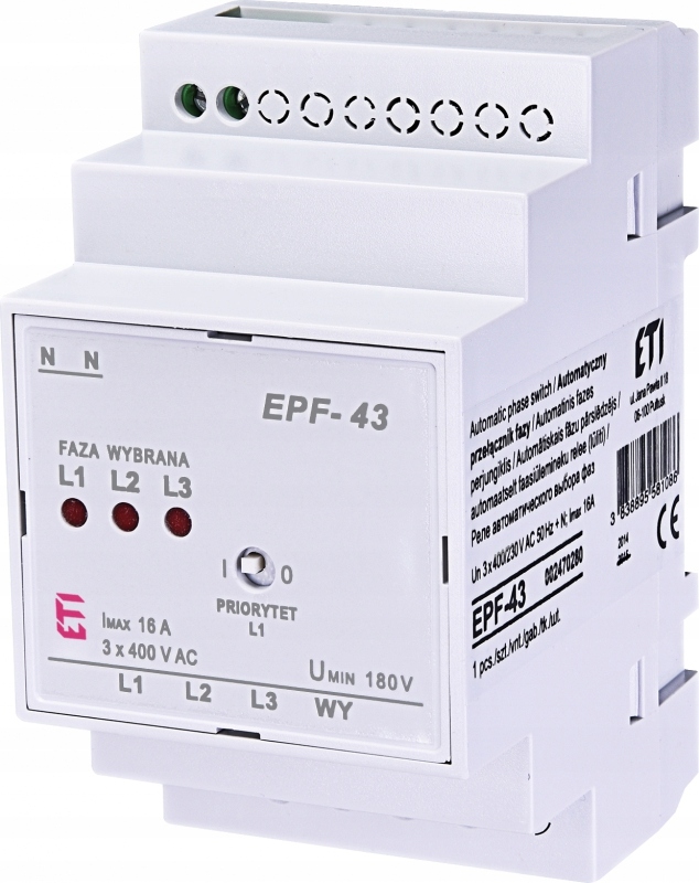 Automatický Prepínač Fáz 16A 1Z, EPF-43; 002470280, Eti Polam
