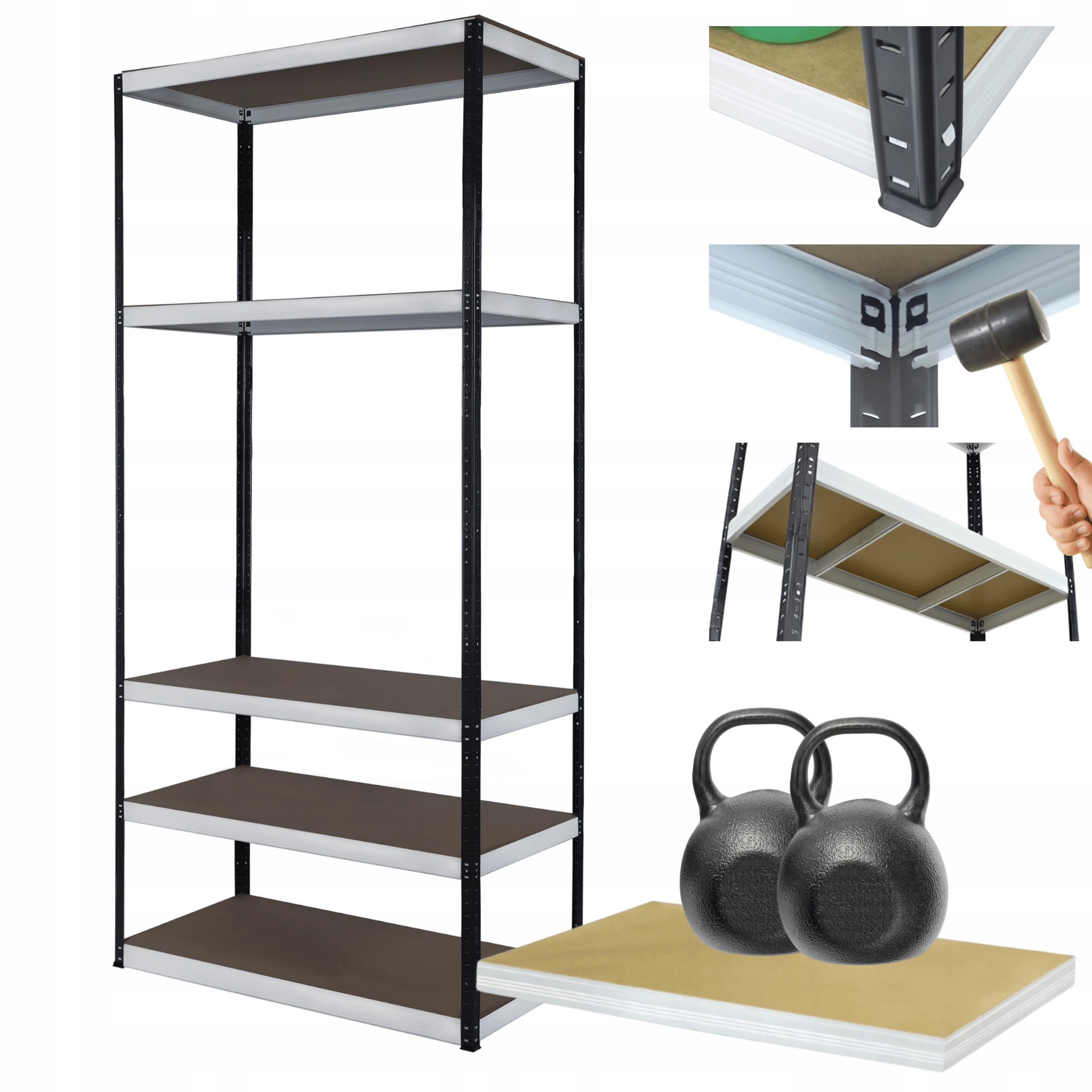 Kovový skladovací regál Helios 180x100x35 cm 5Px275 kg, Trvanlivý