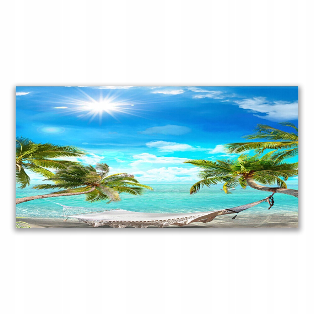 

Obraz wiszący 140x70 Palmy Tropikalne Hamak Plaża