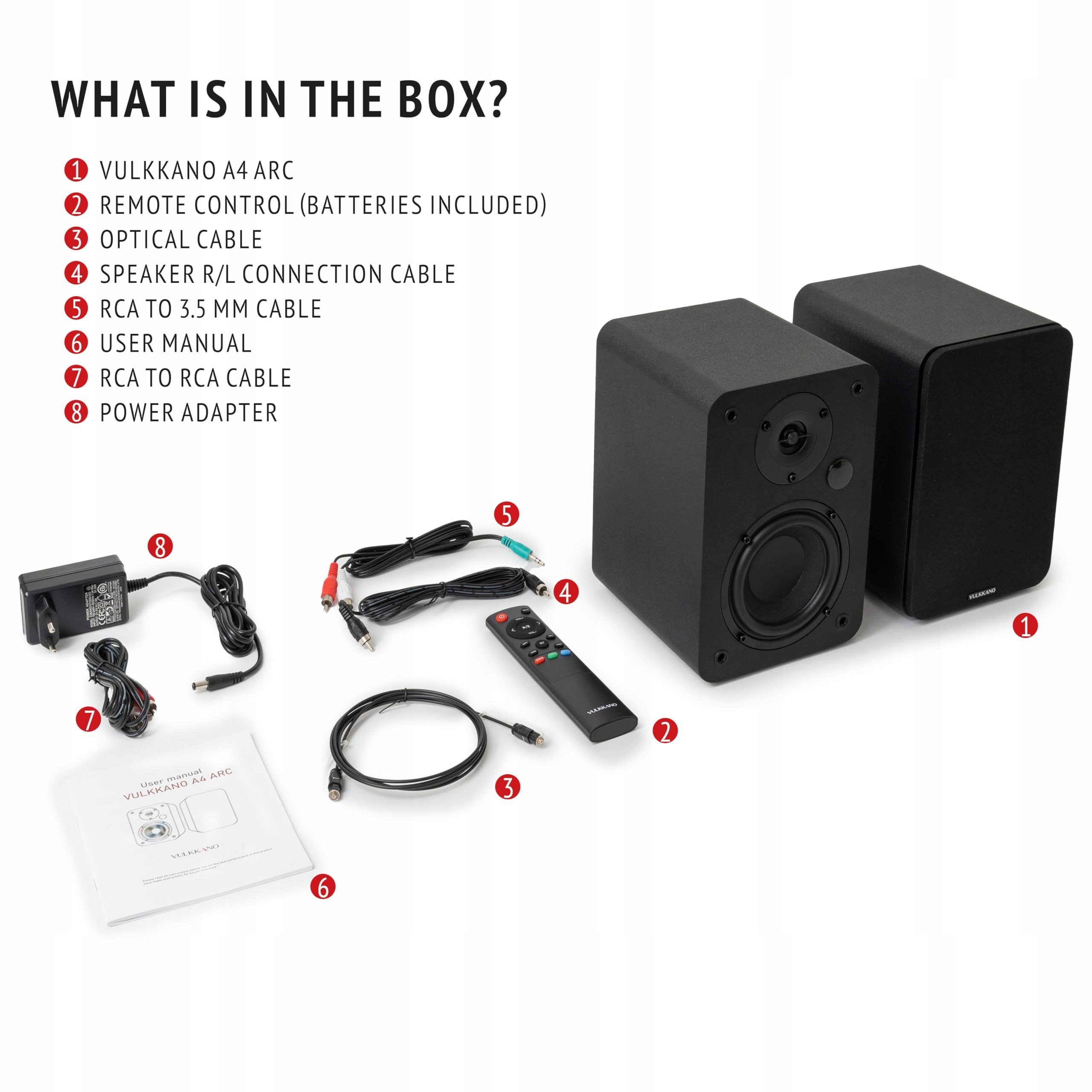 VULKKANO A4 ARC Głośniki Aktywne Bluetooth 5 HDMI USB Czarny Design — miniatura 6