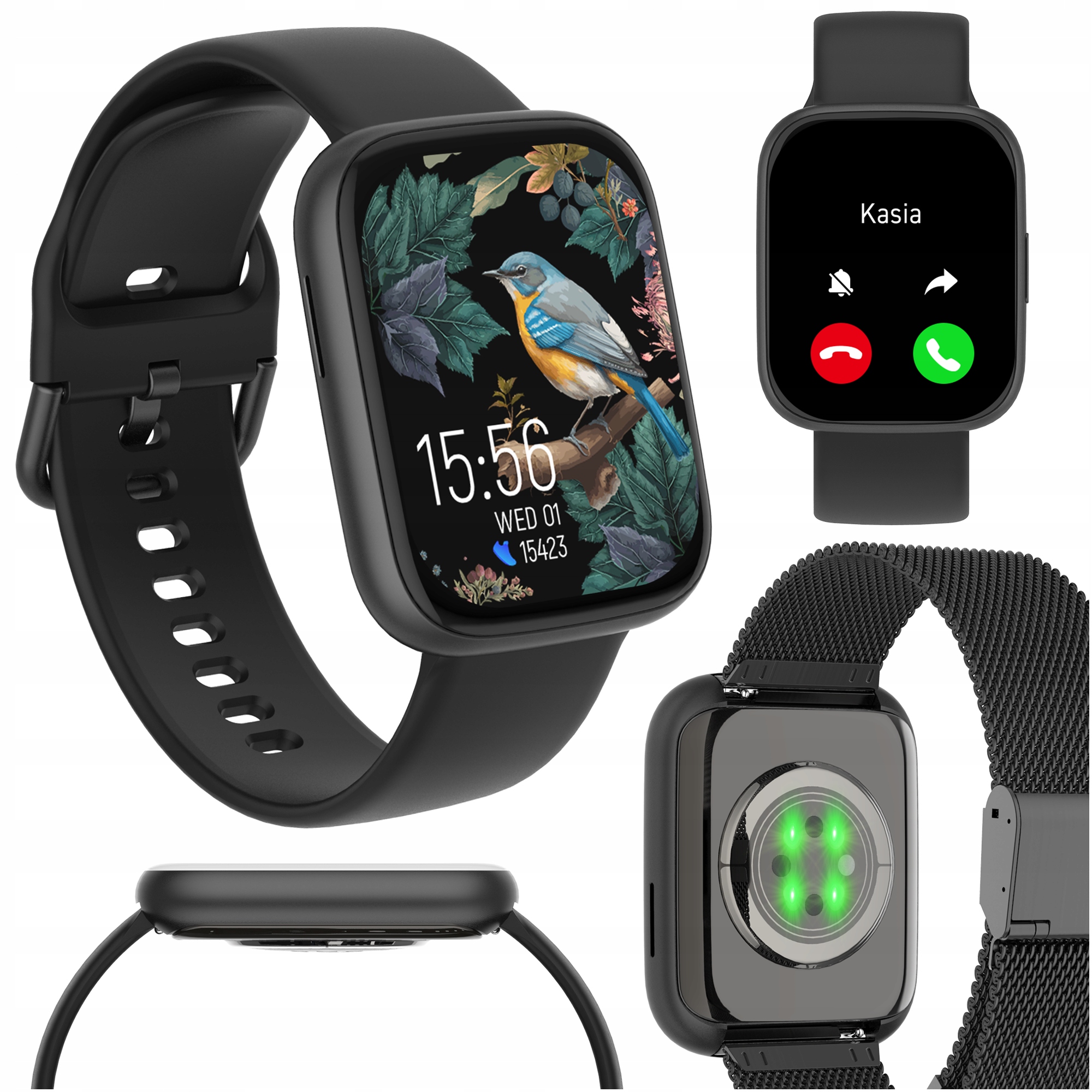 Smartwatch Damski Zegarek Na Rękę Kobiecy Na Bransolecie Czarny Dwa Paski