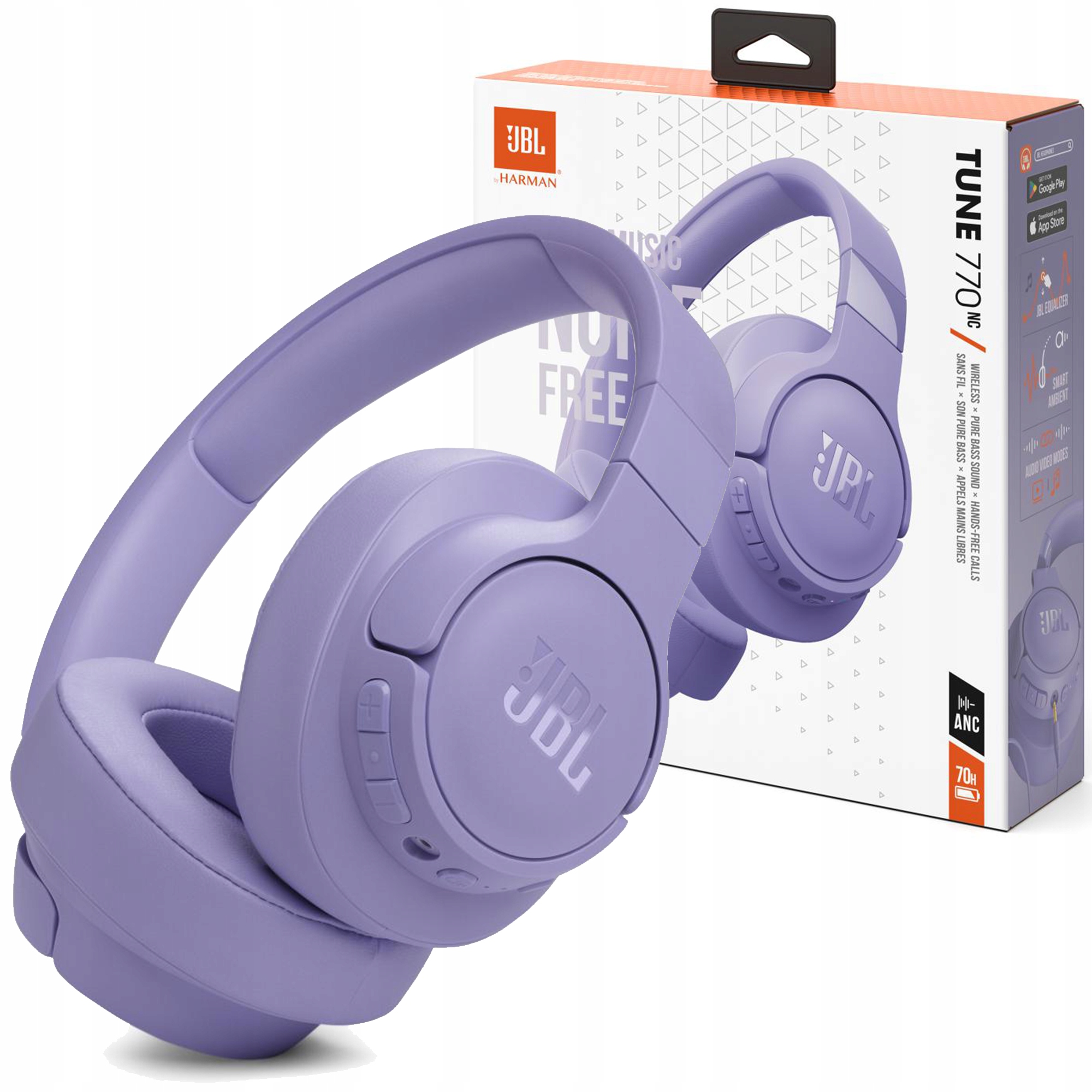 Jbl Tune 770NC fioletowe słuchawki bluetooth, Anc,