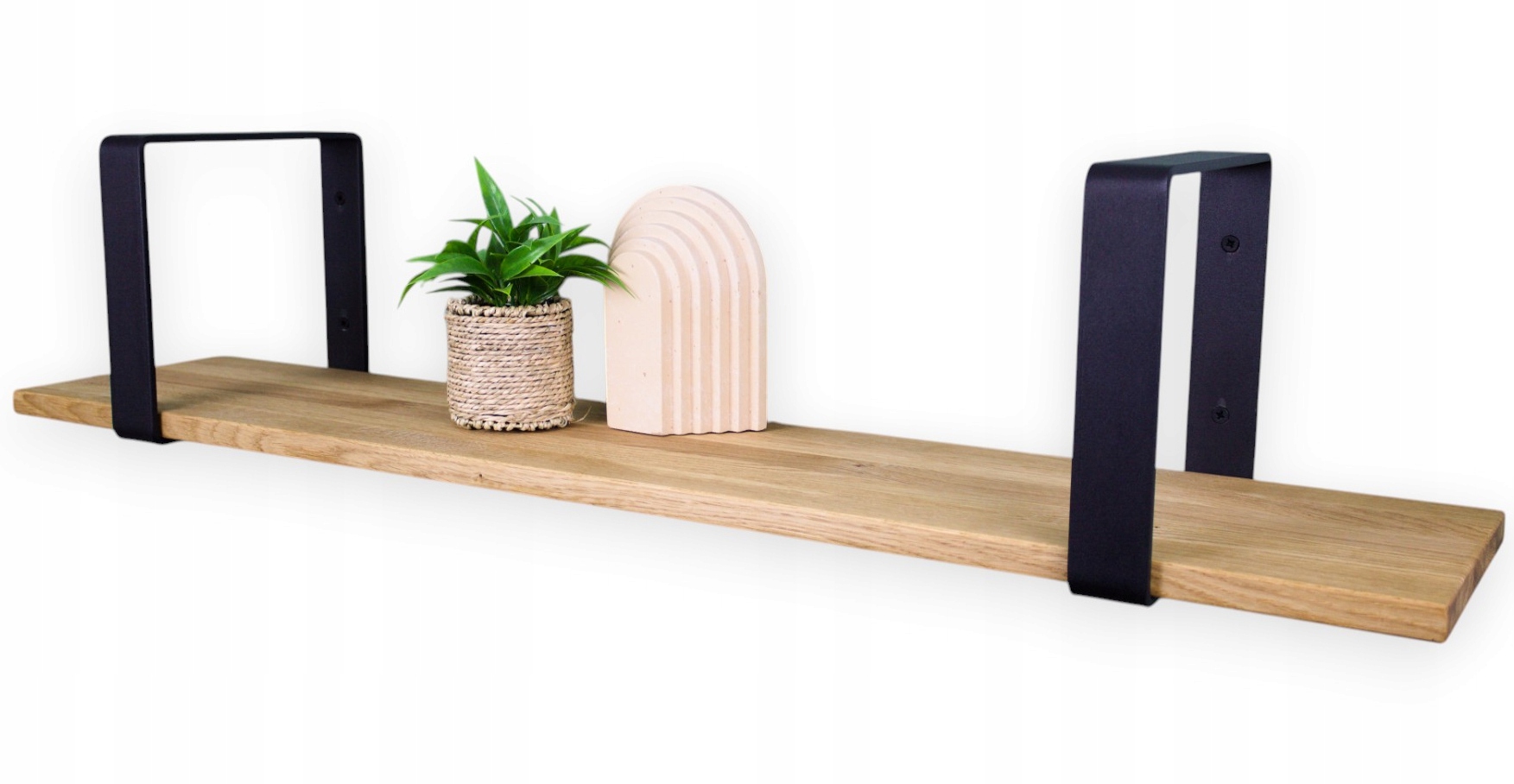 Polička na knihy Loft závesná nástenná dubová masívne drevo 50 cm x 25 cm