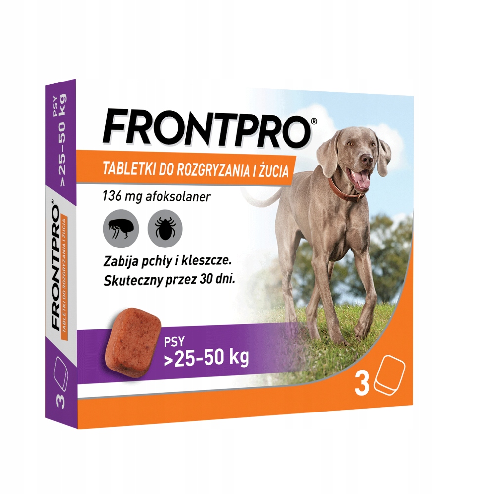 Frontpro XL 25-50 Kg (3SZT/OP) tabletki na pchły i kleszcze dla psów