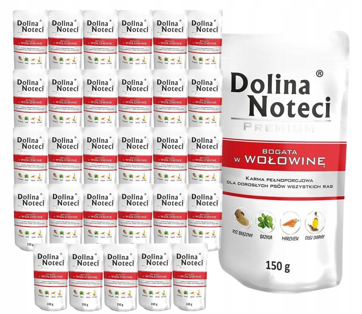 Levně Dolina Noteci Premium vlhké krmivo pro psy bohaté na hovězí maso 30x150 g