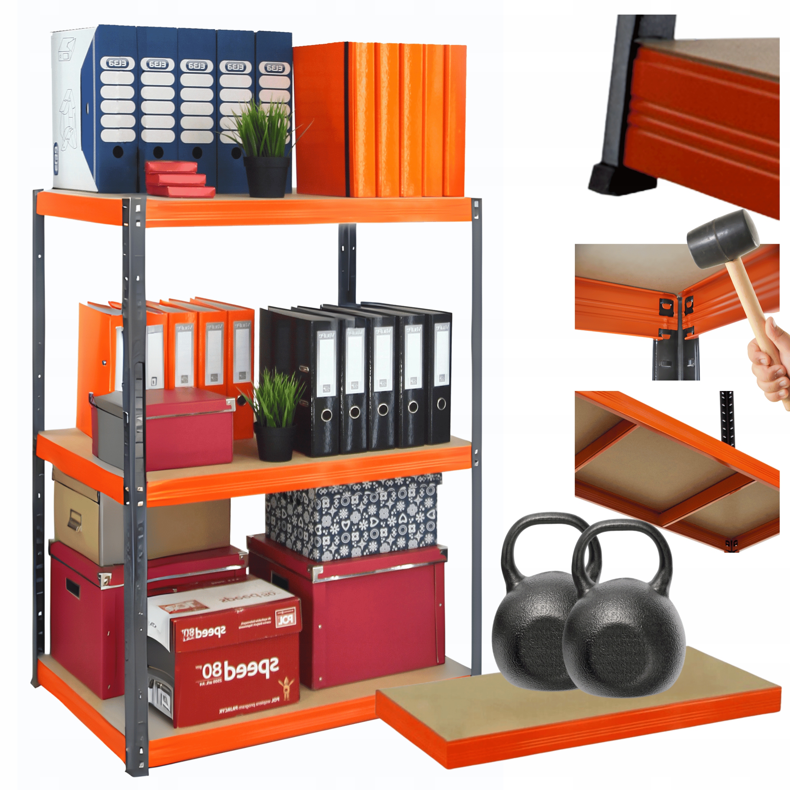 Skladovací regál garážový kovový stojan Helios 106x90x60 cm 3Px275 kg