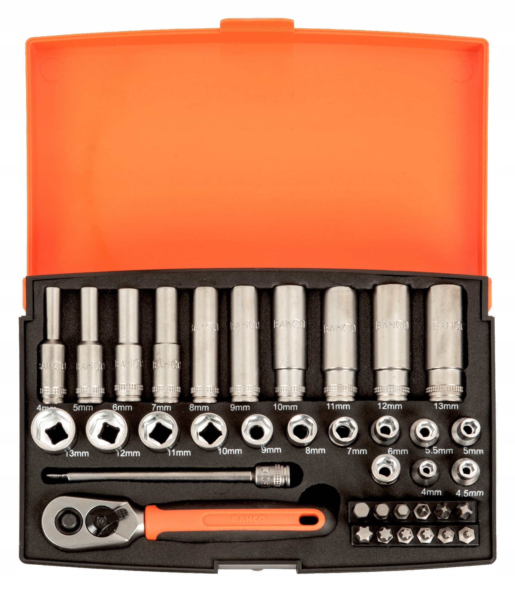 BAHCO SL25L ZESTAW NARZĘDZI 1/4'' NASADKI + GRZECHOTKA + PRZEDŁUŻKA 37 el.